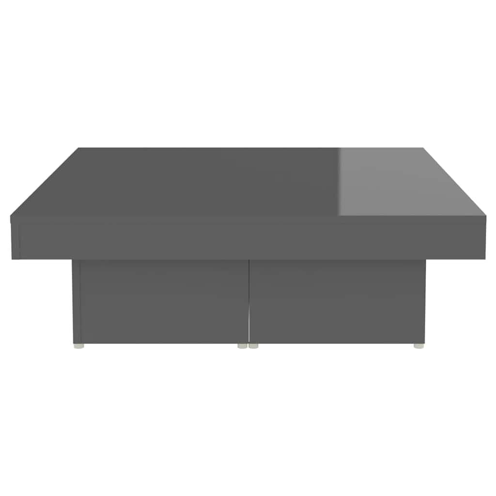 High Gloss Grey Coffee Table Modern Living Room Centre Table 90x90x28cm