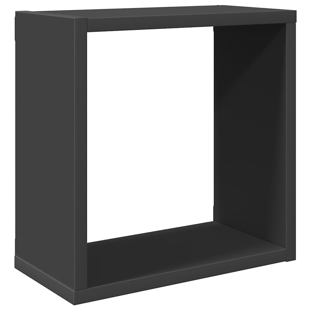 Set of 6 Floating Wall Cube Shelves in Grey