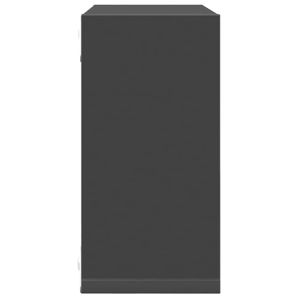 Set of 6 Floating Wall Cube Shelves in Grey