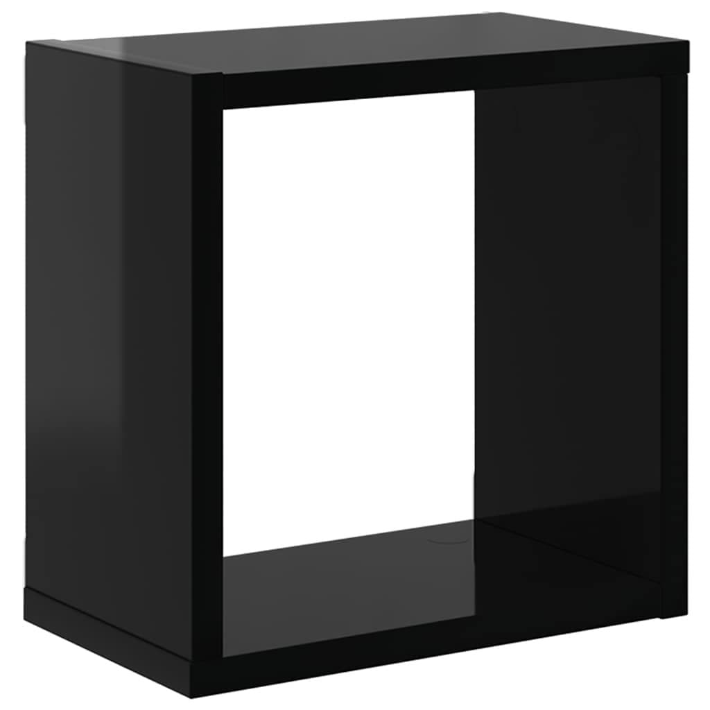 Wall Cube Shelves 4 Pieces Floating Storage Display Black Living Room Bedroom