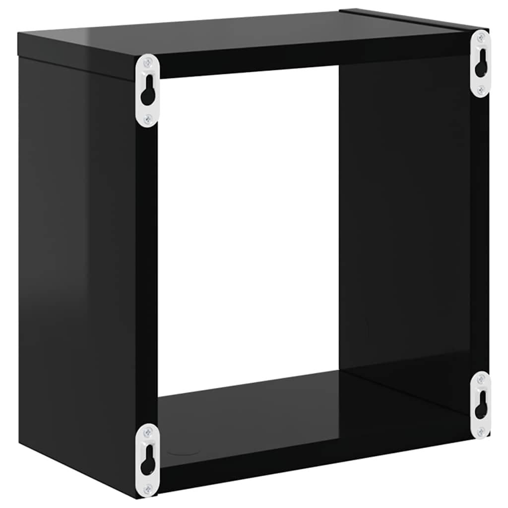 Wall Cube Shelves 4 Pieces Floating Storage Display Black Living Room Bedroom