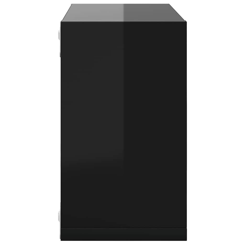 Wall Cube Shelves 4 Pieces Floating Storage Display Black Living Room Bedroom