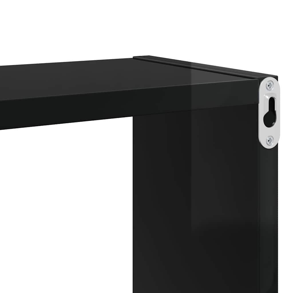 Wall Cube Shelves 4 Pieces Floating Storage Display Black Living Room Bedroom