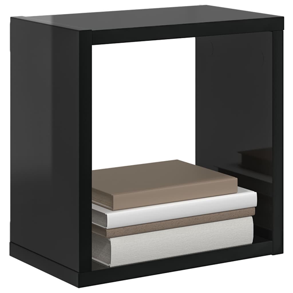 Wall Cube Shelves 4 Pieces Floating Storage Display Black Living Room Bedroom
