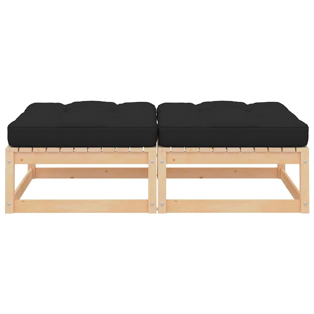 Set of 2 Modular Outdoor Garden Footstools with Cushions