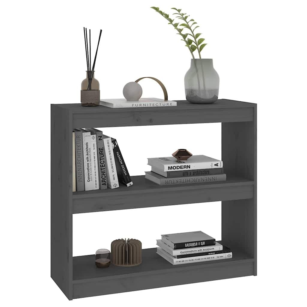 Grey Solid Wood Pine Book Cabinet and Room Divider