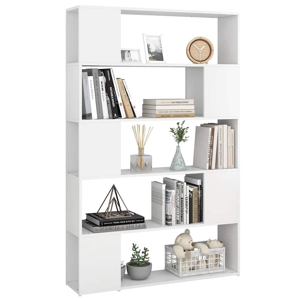 White Book Cabinet Room Divider with 5 Compartments