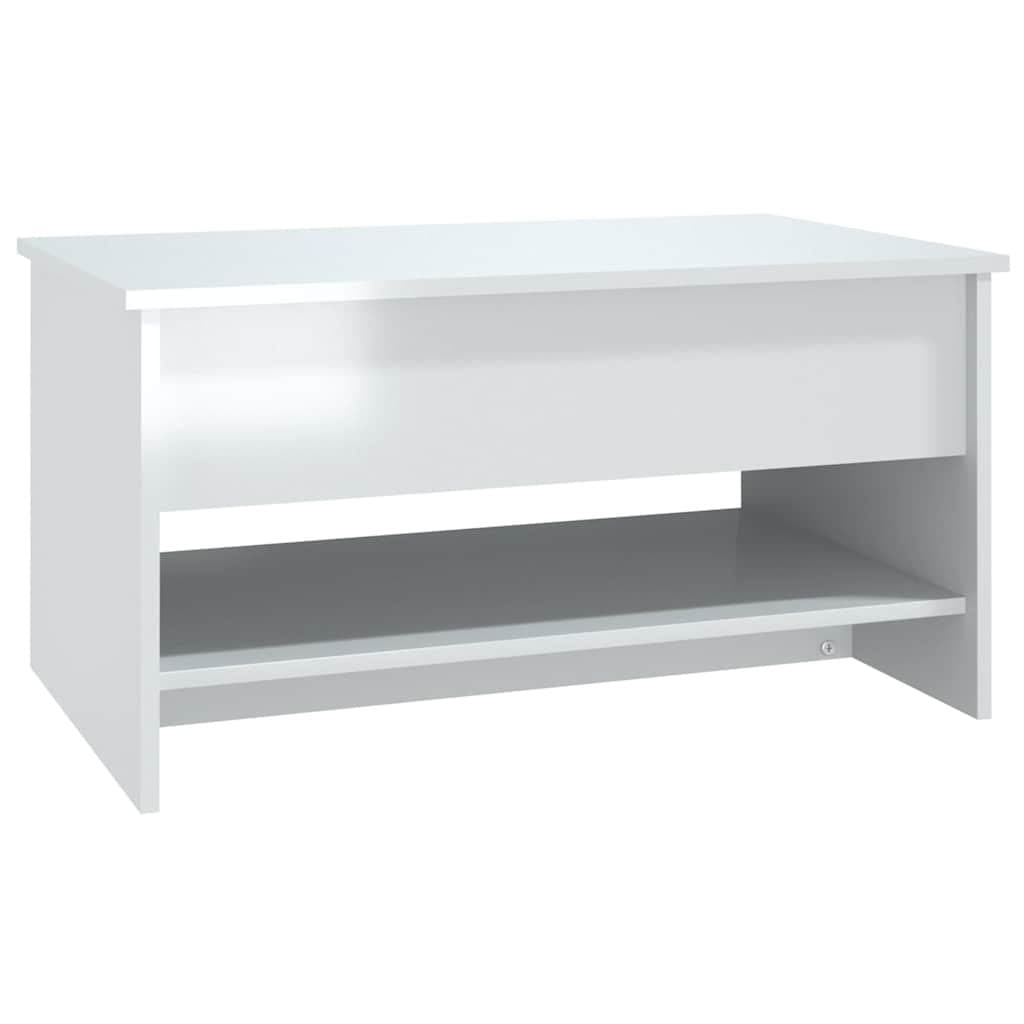 High Gloss White Coffee Table with Lift Top & Storage