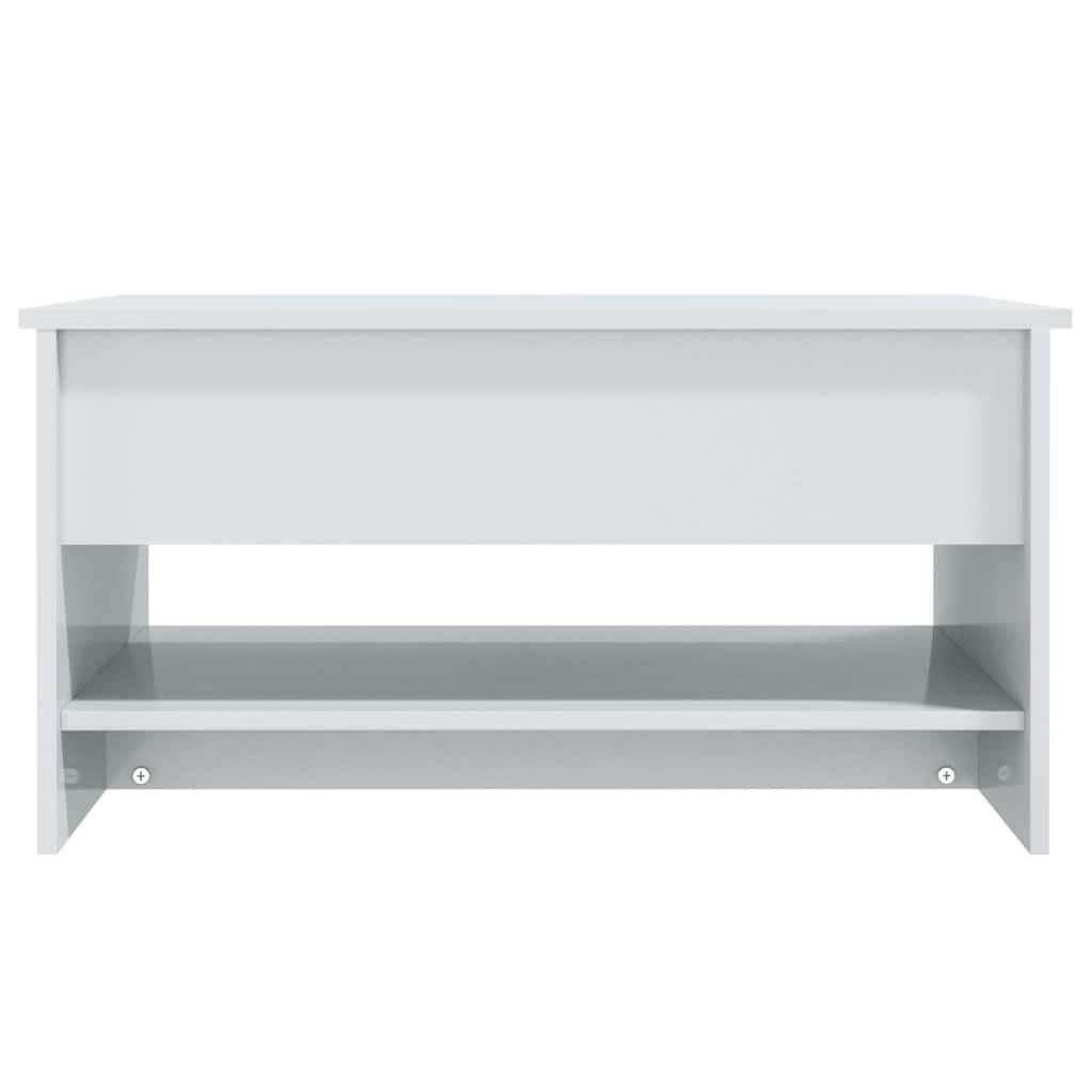 High Gloss White Coffee Table with Lift Top & Storage