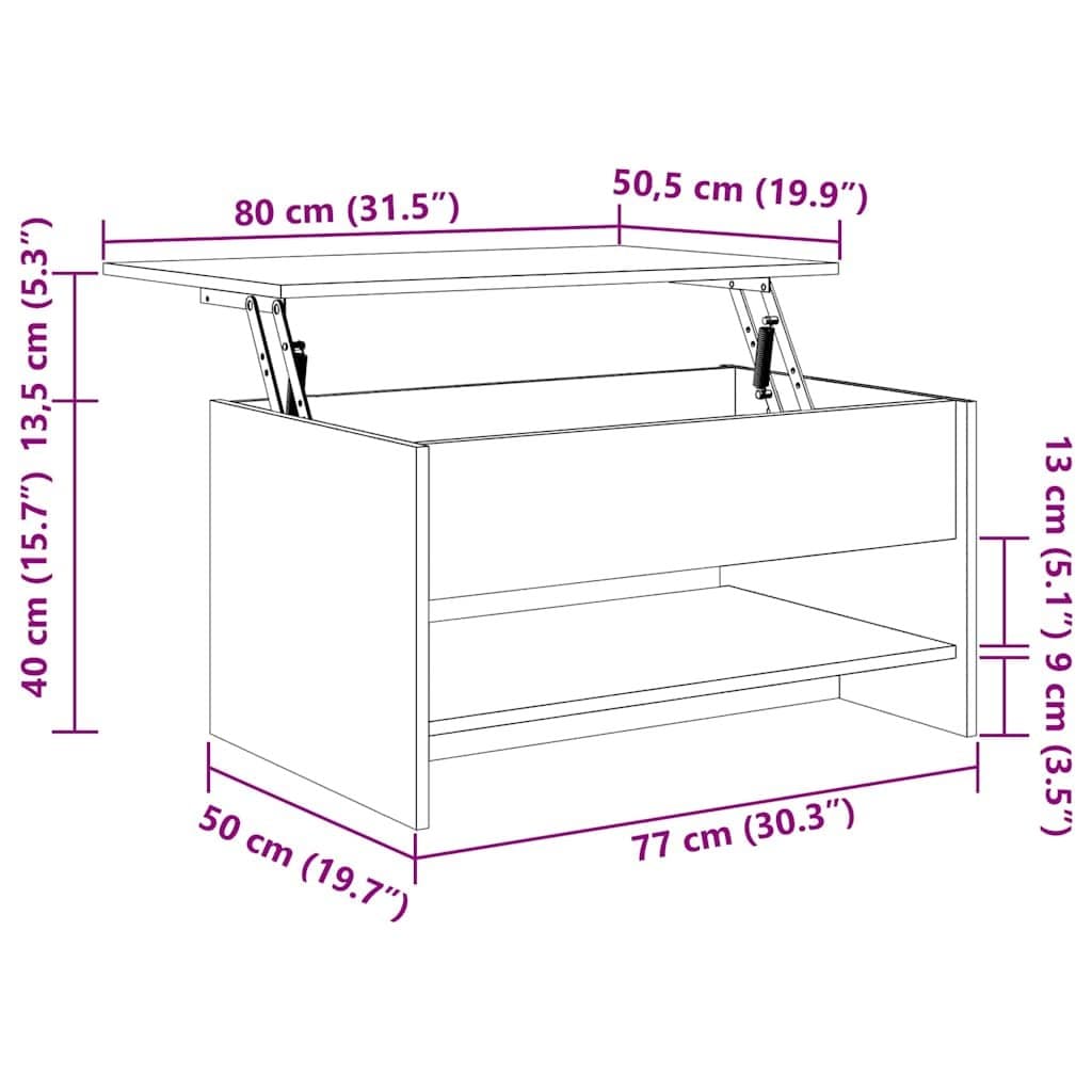 High Gloss White Coffee Table with Lift Top & Storage