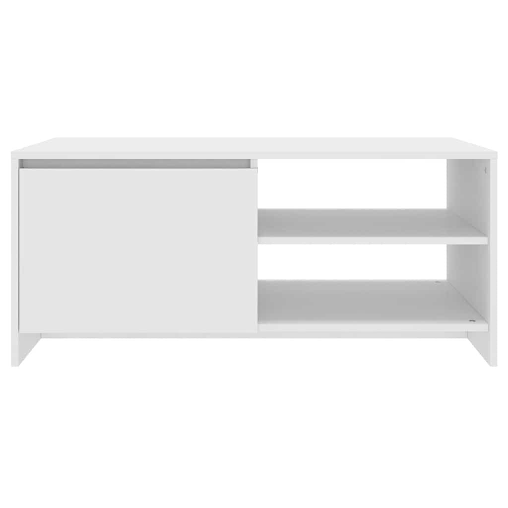 Coffee Table White Modern Design Living Room Storage Compartment Shelves