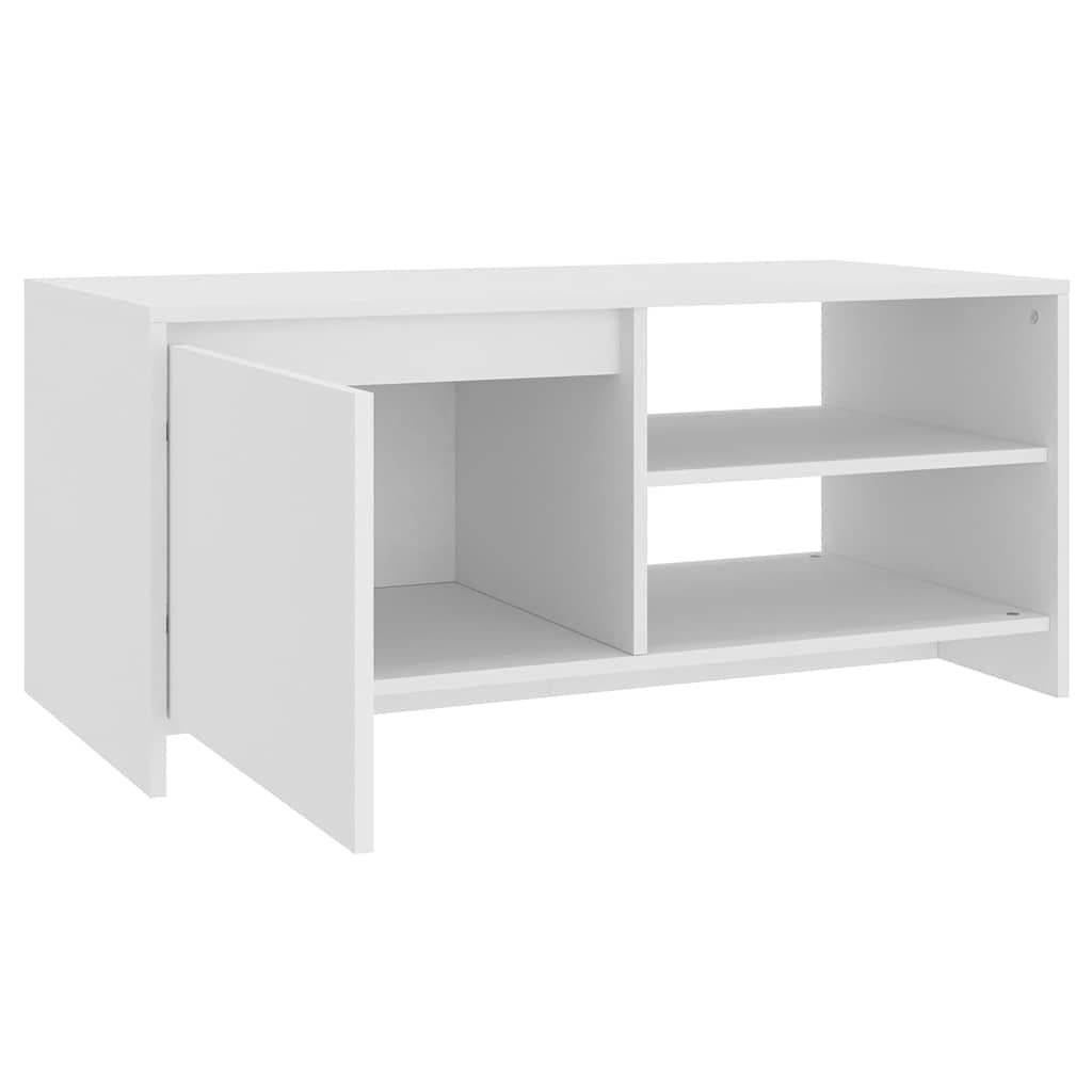 Coffee Table White Modern Design Living Room Storage Compartment Shelves