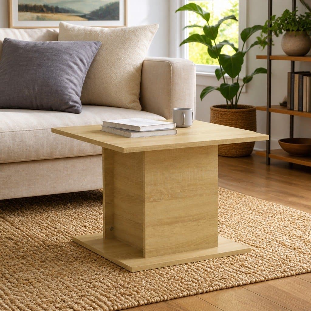 Beige Coffee Table in Sonoma Oak Finish 55.5x55.5x40cm
