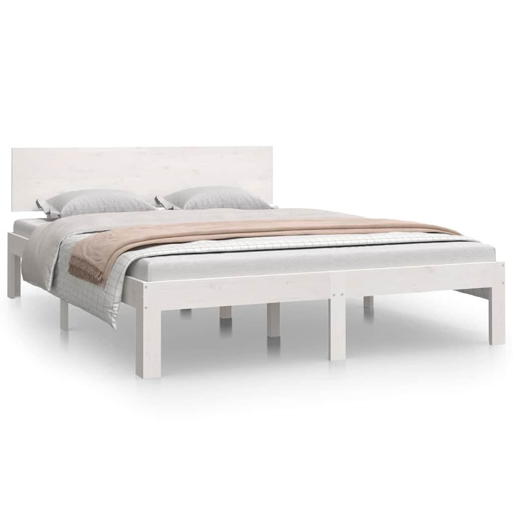 White Wooden Bed Frame 150x200cm in Solid Pine