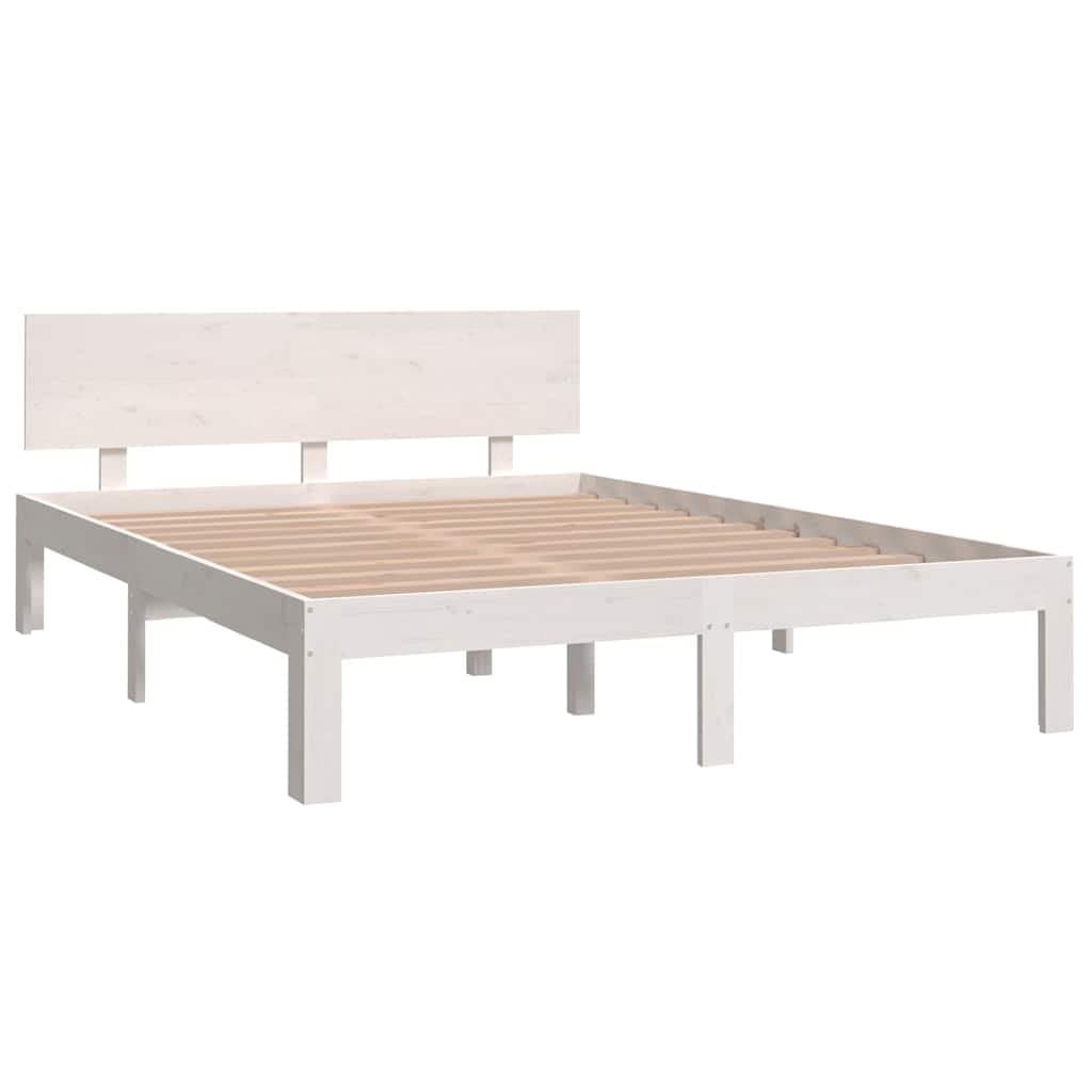 White Wooden Bed Frame 150x200cm in Solid Pine