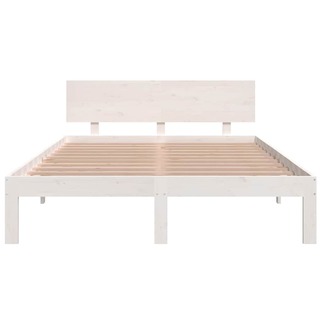 White Wooden Bed Frame 150x200cm in Solid Pine