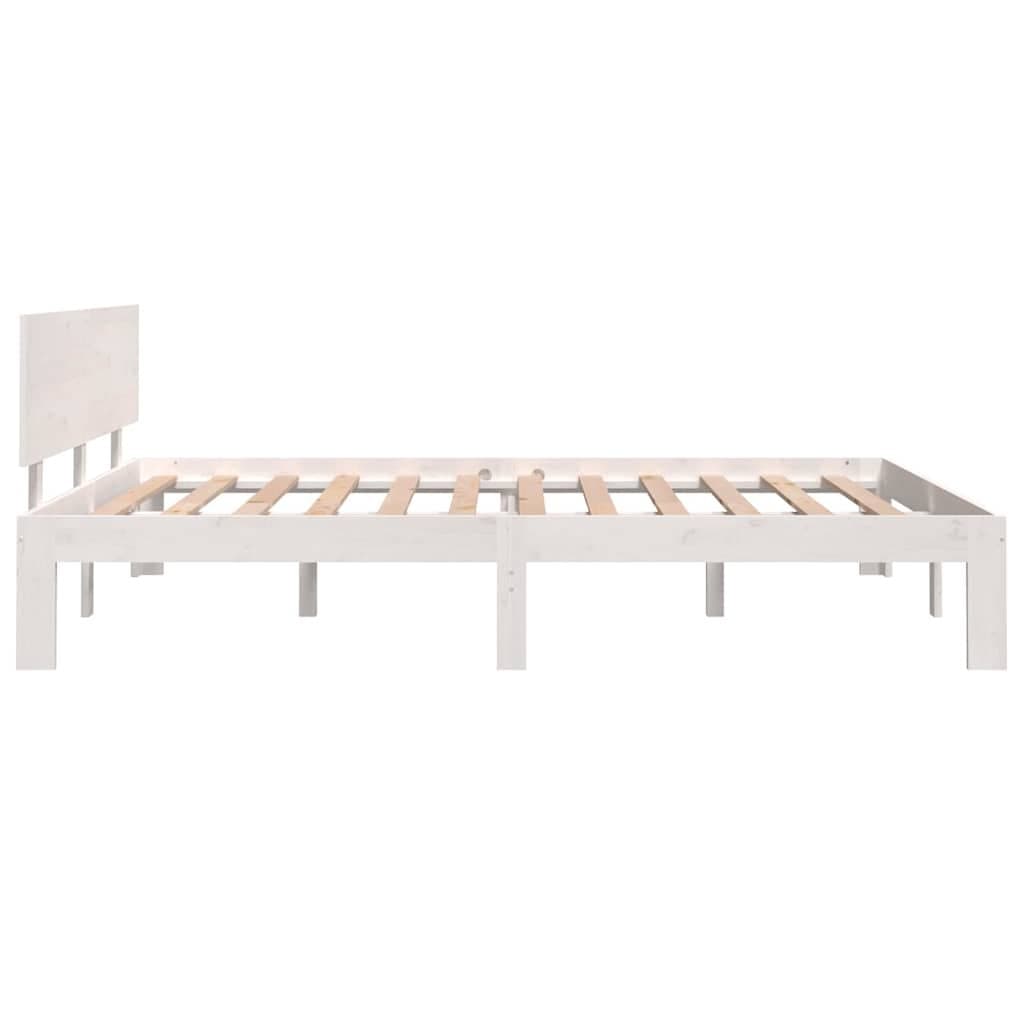 White Wooden Bed Frame 150x200cm in Solid Pine