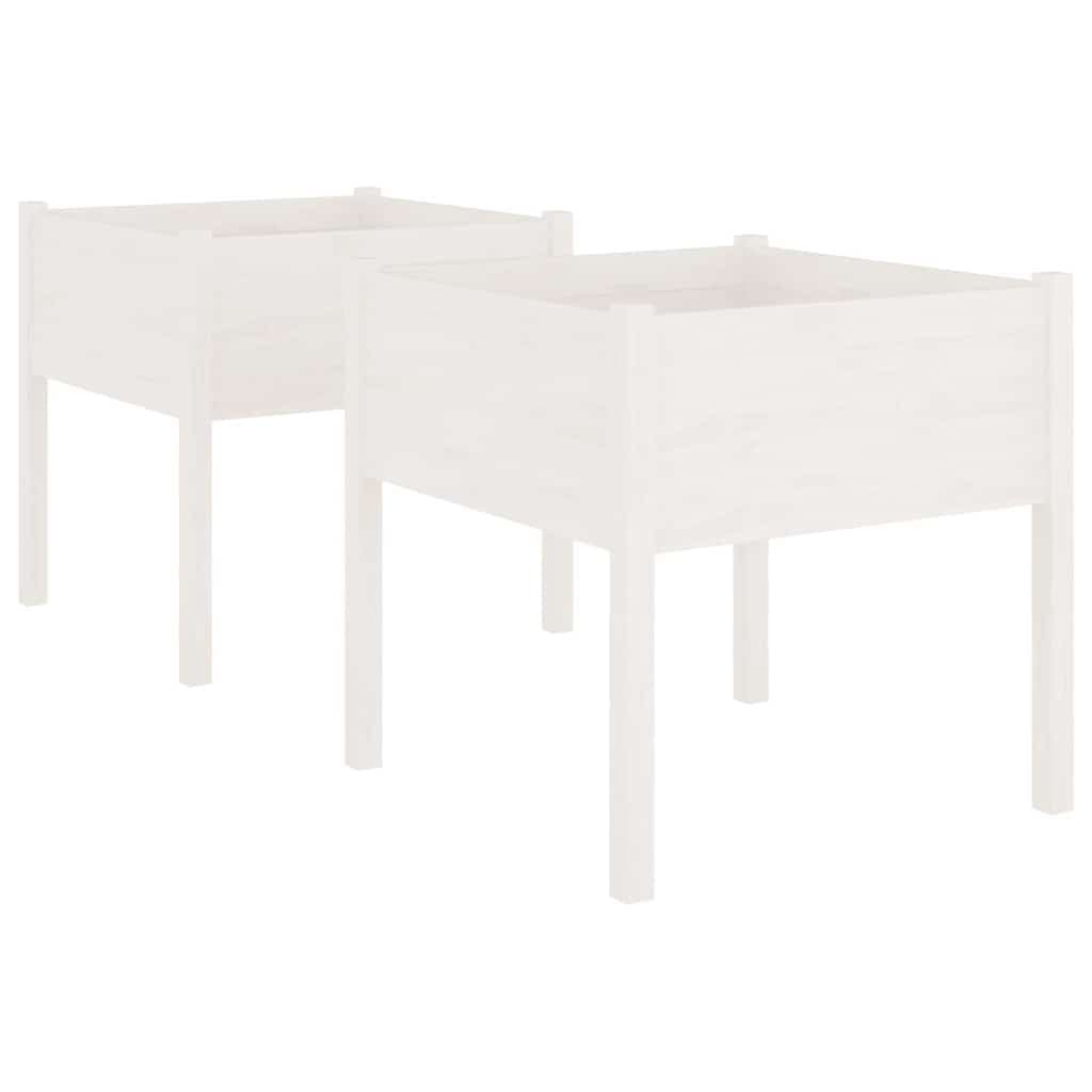 White Garden Planters 70x70x70 cm, Set of 2