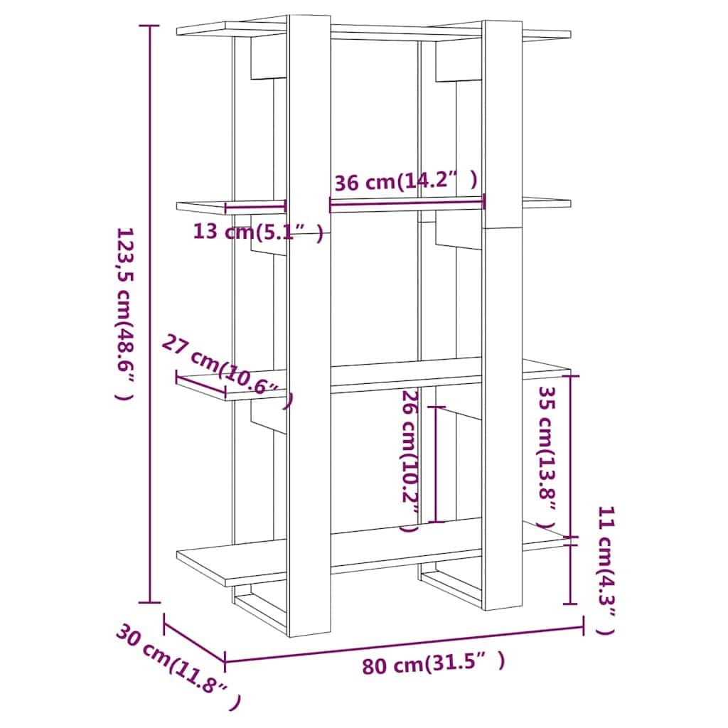 Grey Wooden Book Cabinet and Room Divider