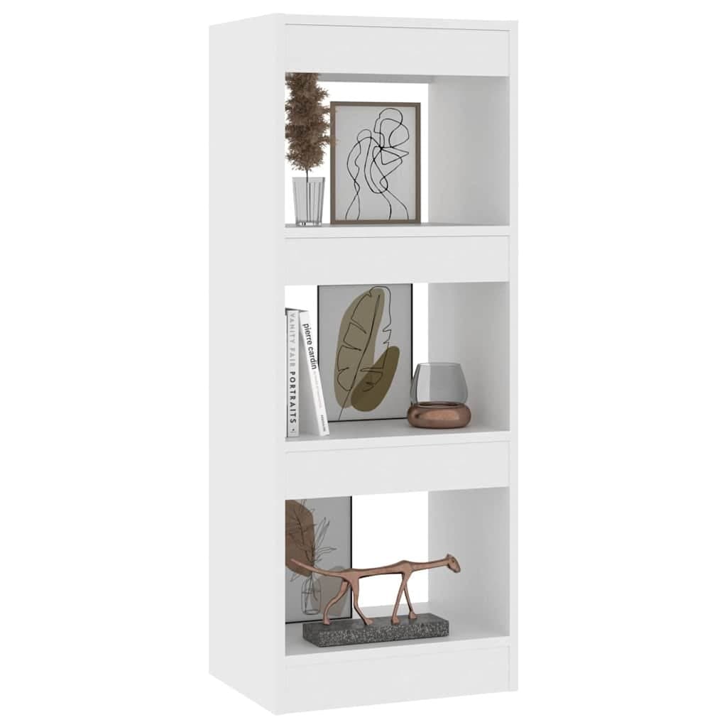White Engineered Wood Book Cabinet and Room Divider