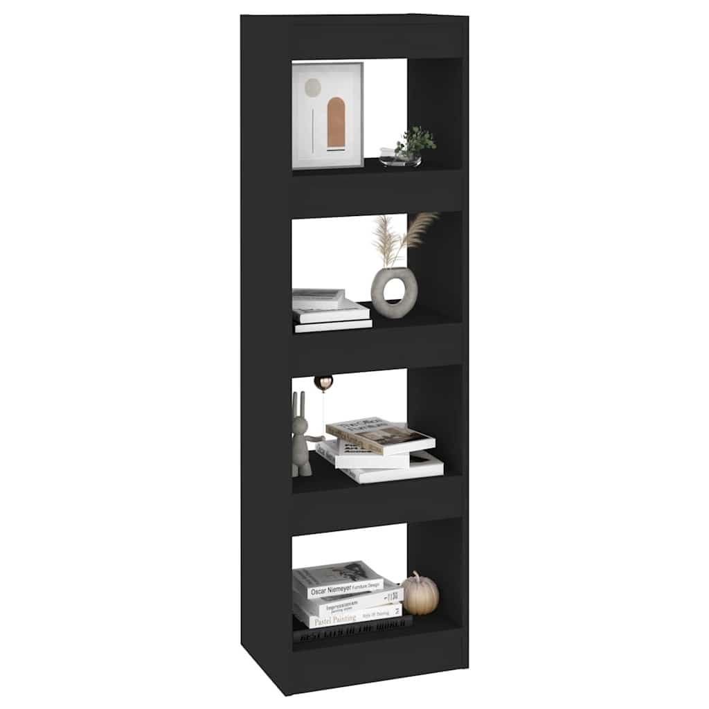 Black Book Cabinet Room Divider with Ample Storage