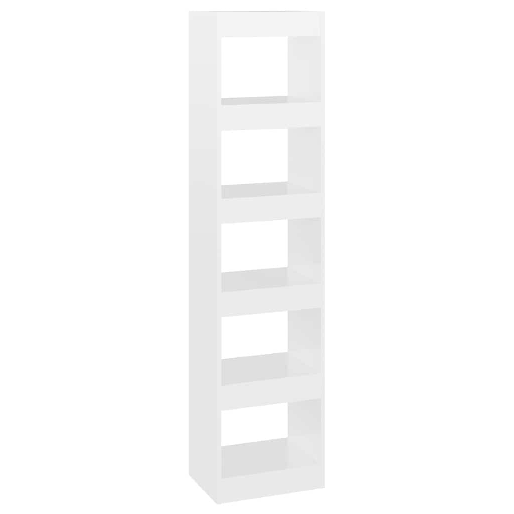 High Gloss White Bookshelf with Room Divider Functionality