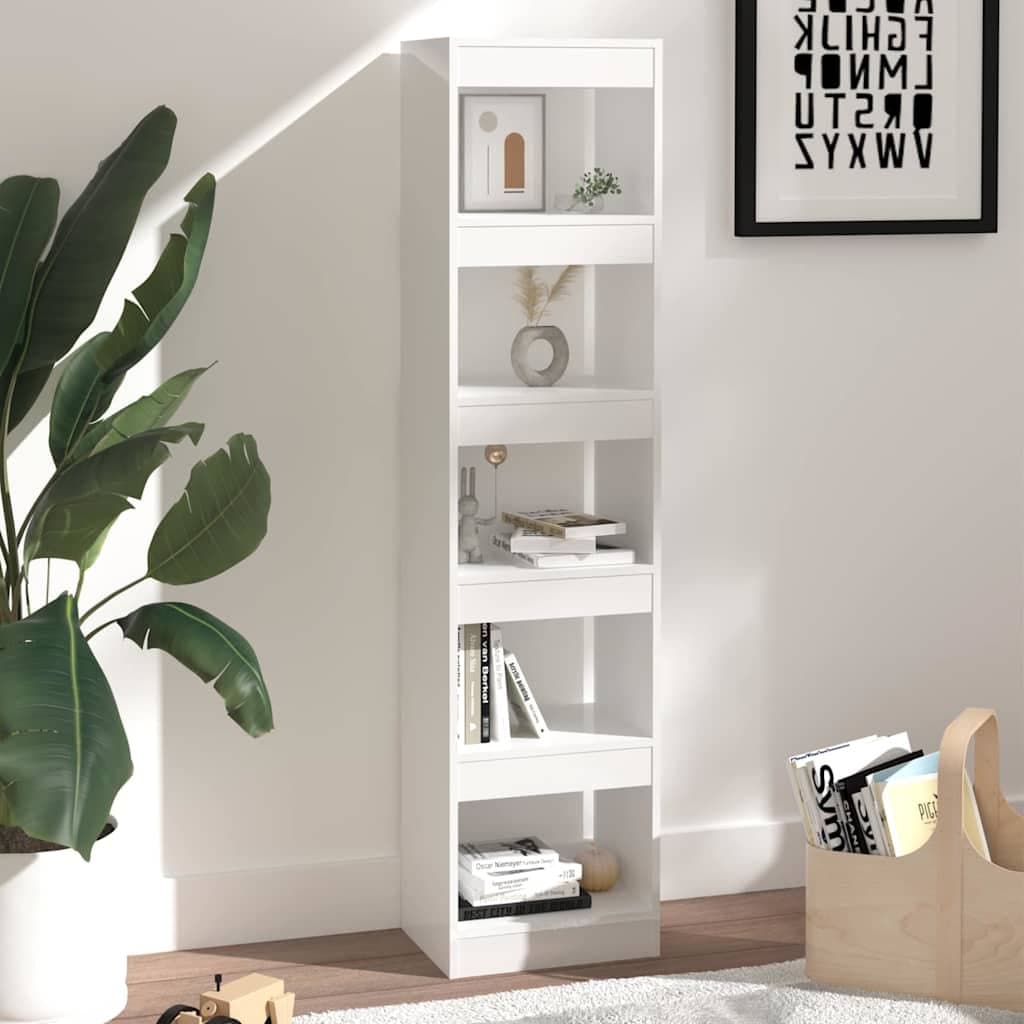 High Gloss White Bookshelf with Room Divider Functionality
