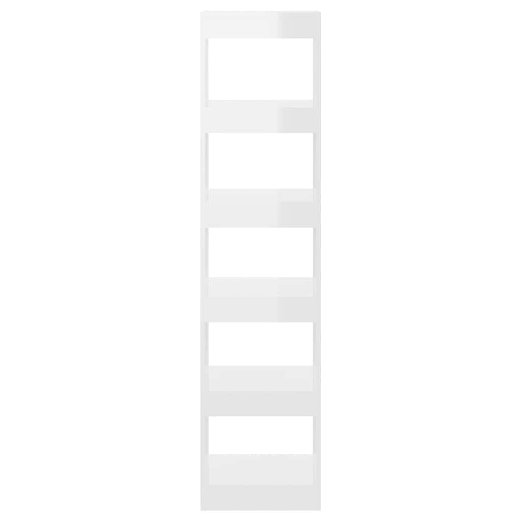 High Gloss White Bookshelf with Room Divider Functionality
