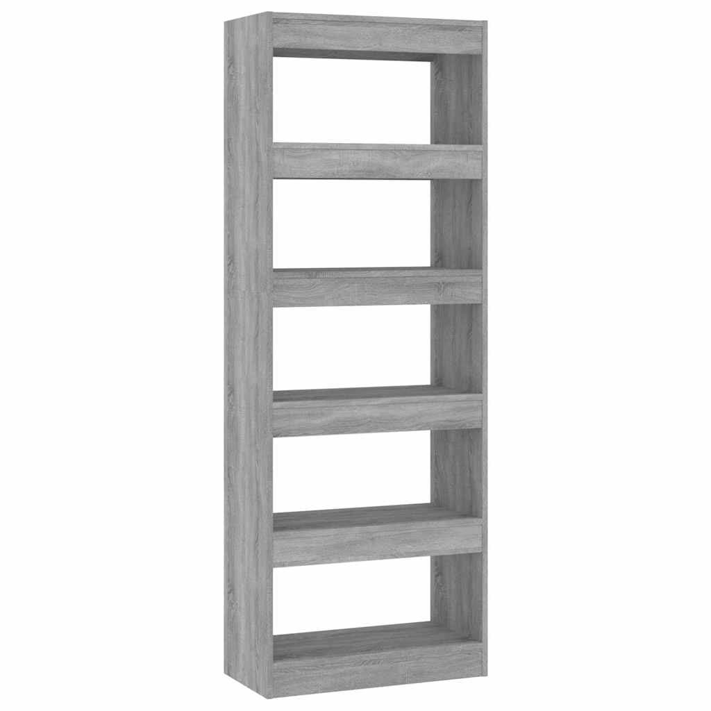 Book Cabinet Room Divider Grey 60x30x166cm Engineered Wood Shelving Storage