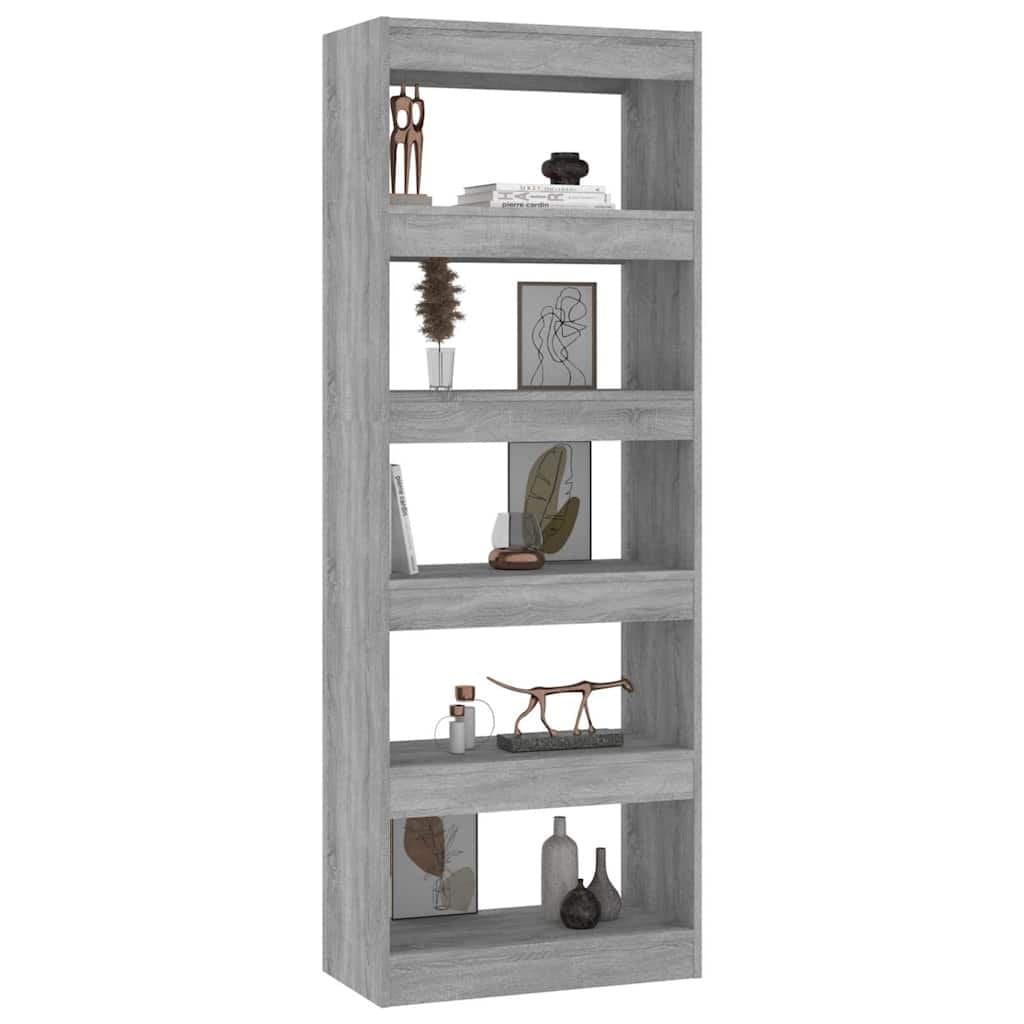 Book Cabinet Room Divider Grey 60x30x166cm Engineered Wood Shelving Storage