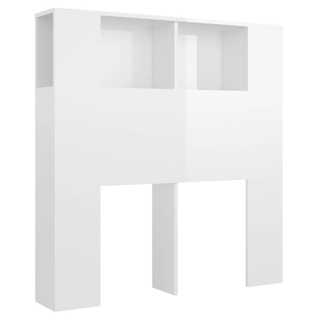 White High Gloss Wall-Mounted Headboard Cabinet 100cm
