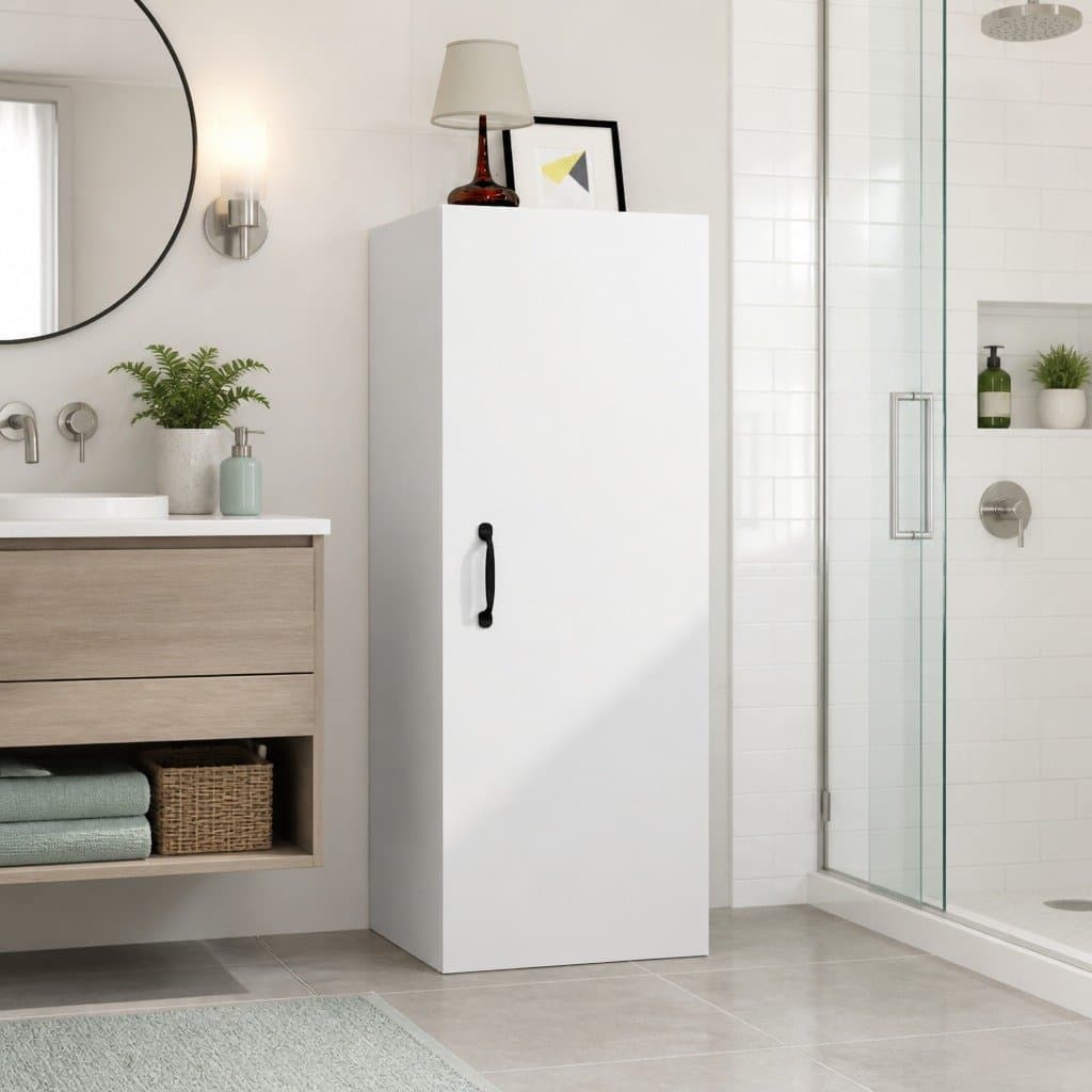 Hanging Wall Cabinet White 34.5x34x90 cm Storage Organiser Shelving Unit