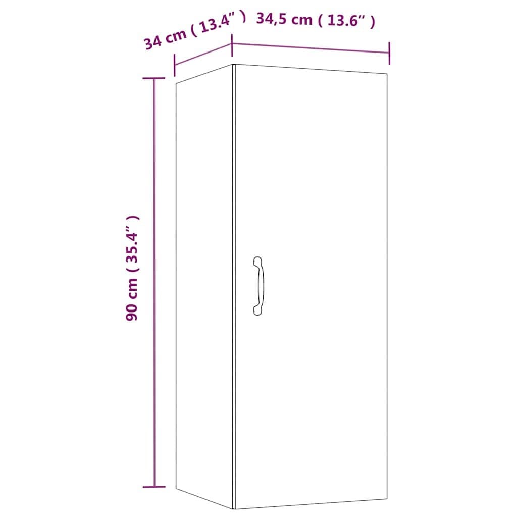 Hanging Wall Cabinet White 34.5x34x90 cm Storage Organiser Shelving Unit