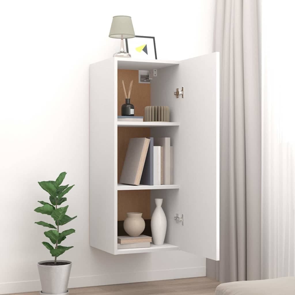 Hanging Wall Cabinet White 34.5x34x90 cm Storage Organiser Shelving Unit