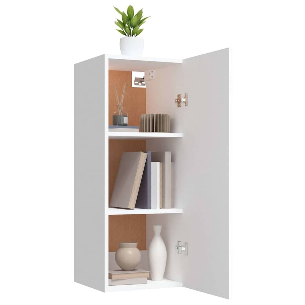 Hanging Wall Cabinet White 34.5x34x90 cm Storage Organiser Shelving Unit