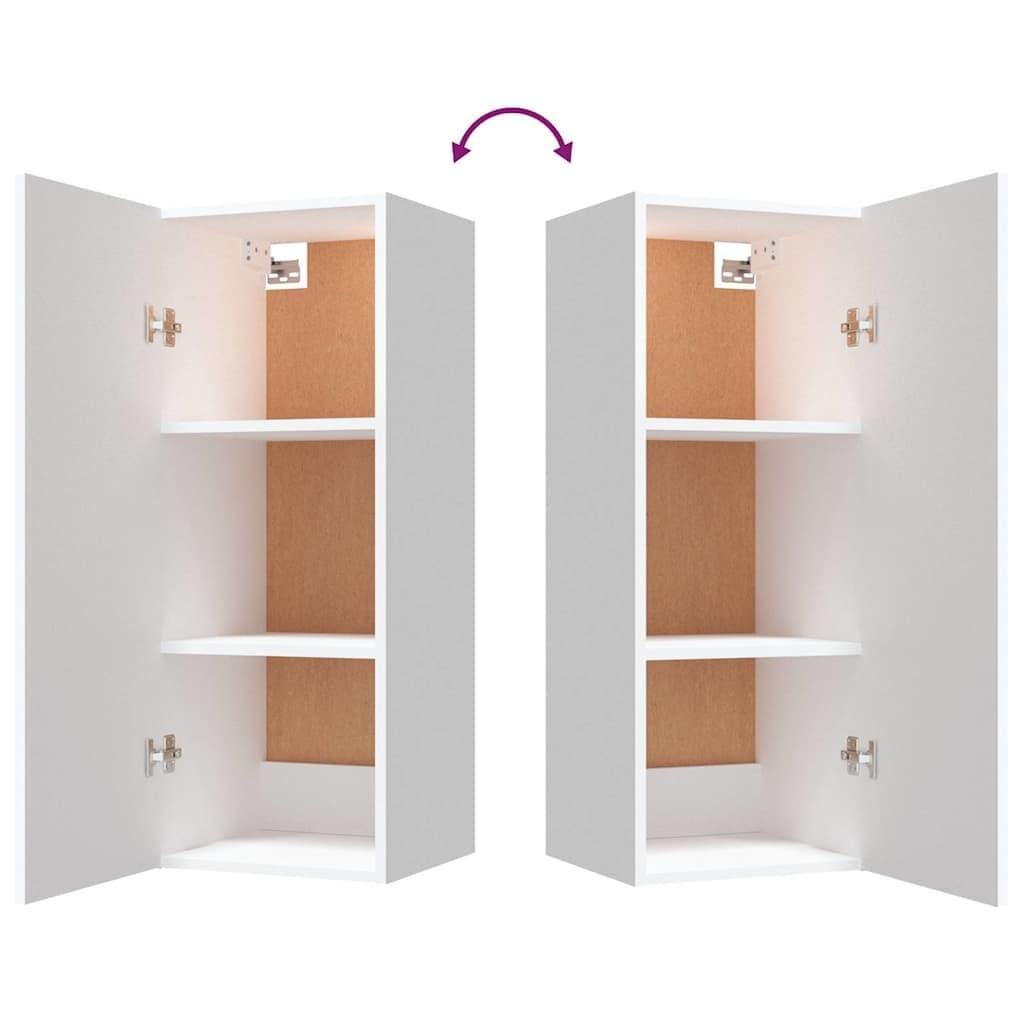 Hanging Wall Cabinet White 34.5x34x90 cm Storage Organiser Shelving Unit