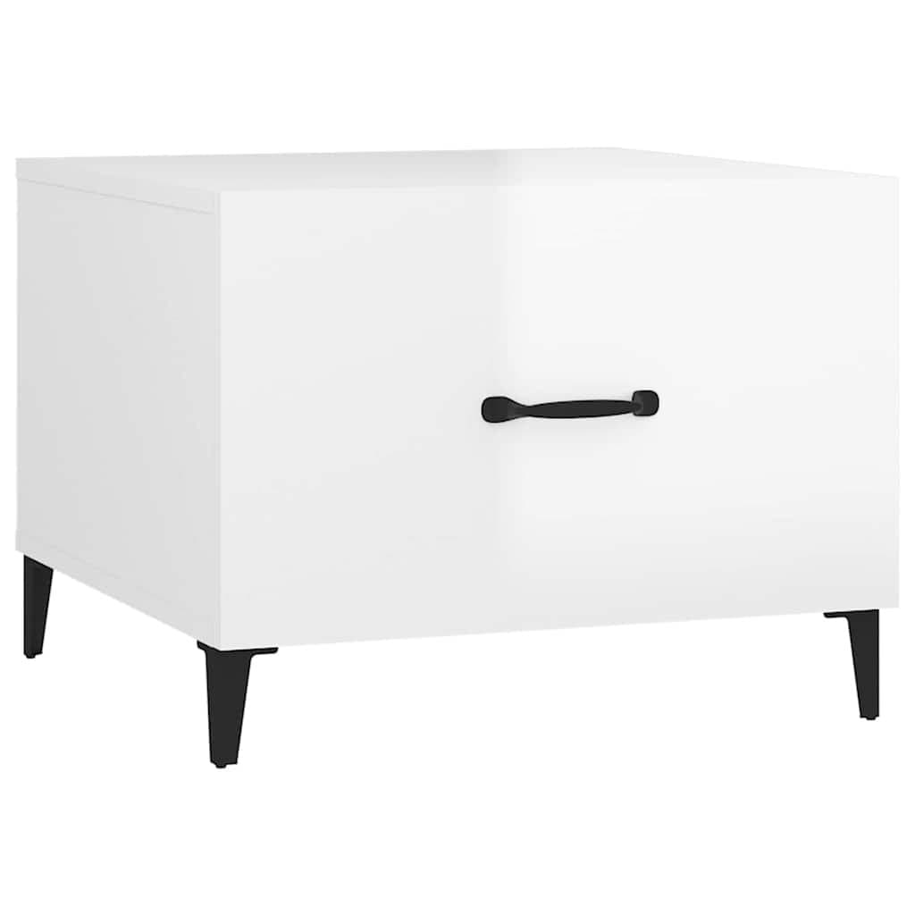 High Gloss White Coffee Tables with Metal Legs, 2 pcs