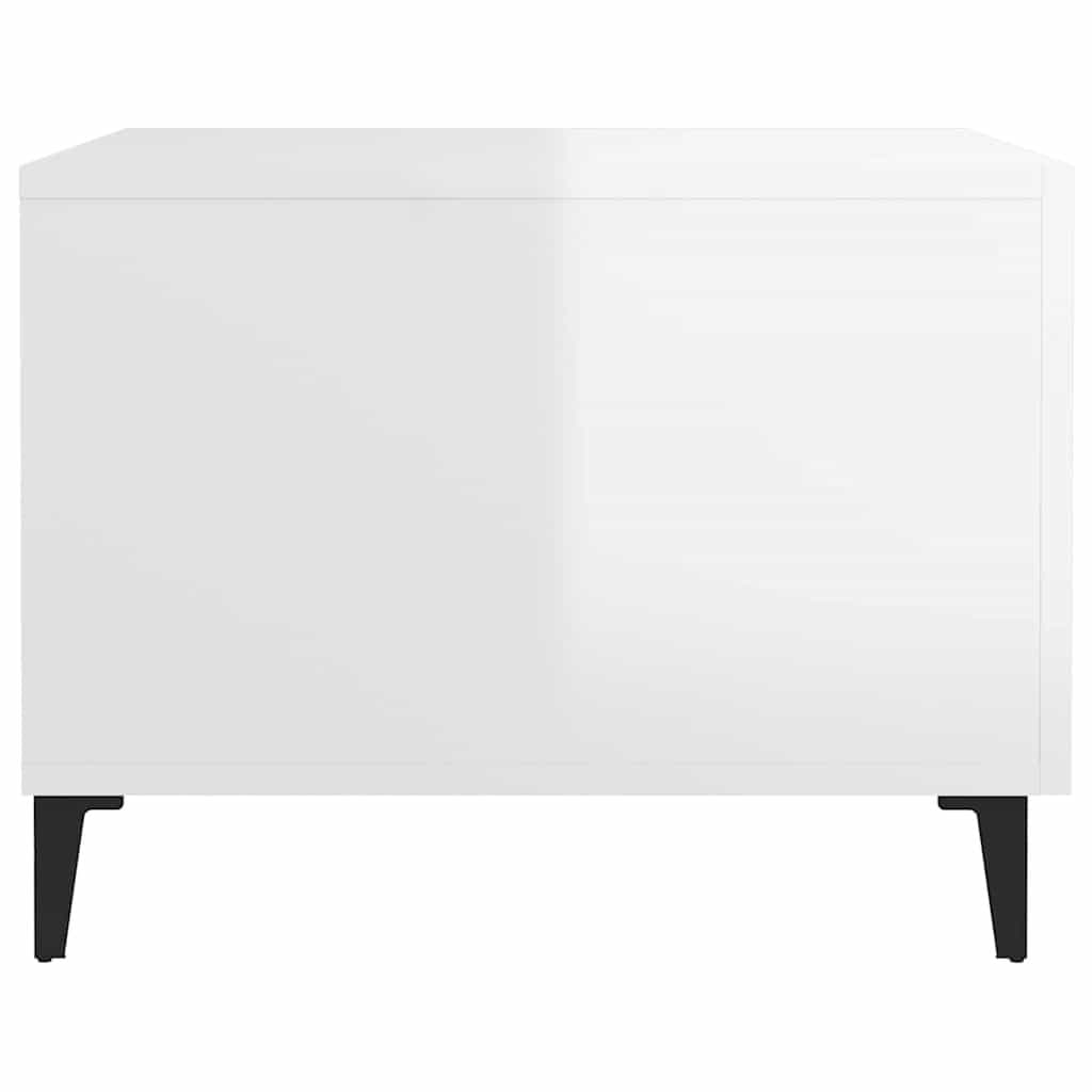 High Gloss White Coffee Tables with Metal Legs, 2 pcs