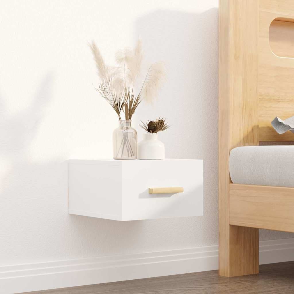 Floating Nightstands 2 pcs Wall-mounted Cabinets White