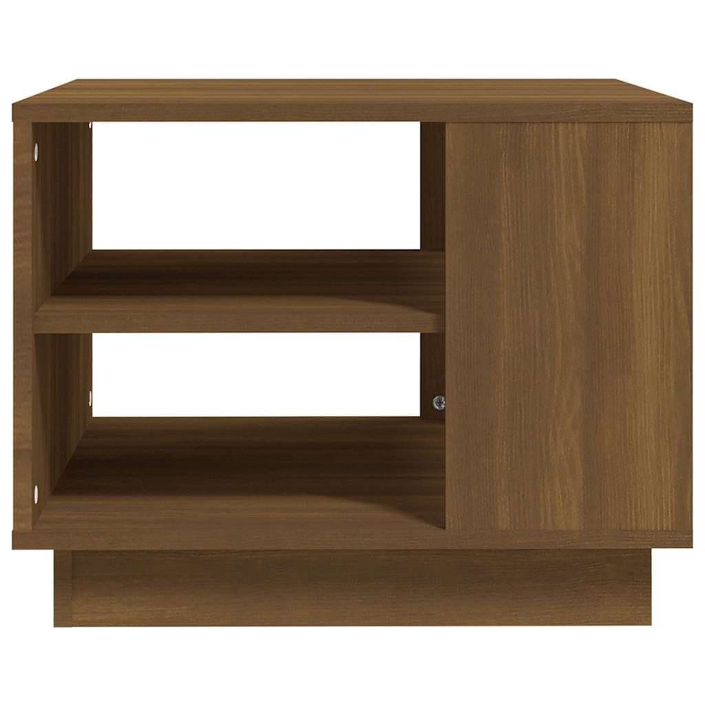 Brown Oak Coffee Table with Open Shelves