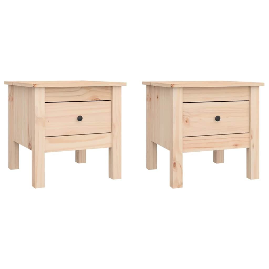 Brown Solid Wood Pine Side Tables 40x40x39 cm