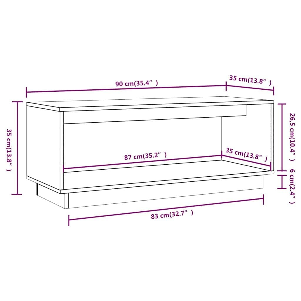TV Cabinet 90x35x35 cm Solid Pine Wood Unit