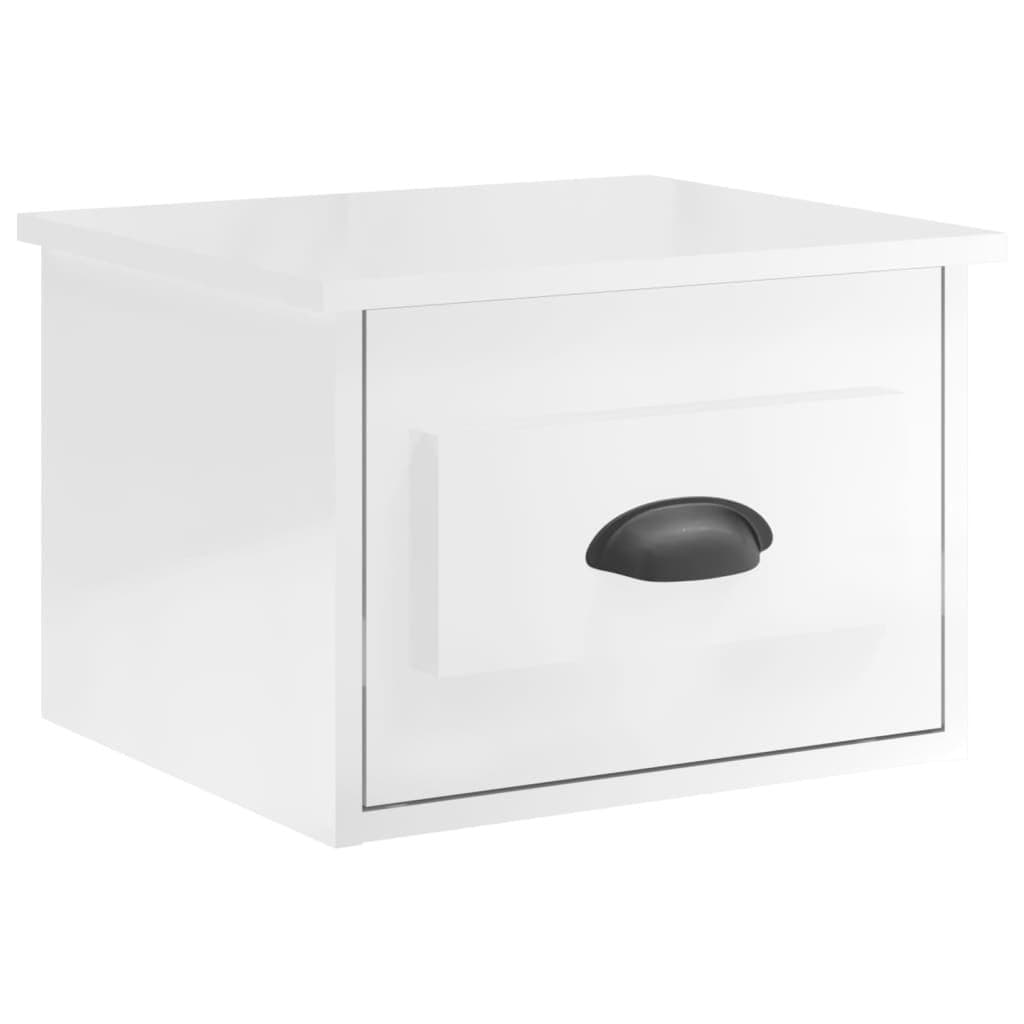 Wall-mounted Bedside Cabinets 2 pcs White Floating Storage Drawer Organiser