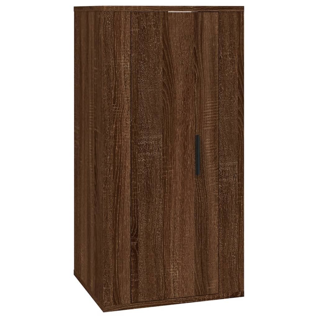 Brown Oak Wall-Mounted TV Cabinet for Media Storage