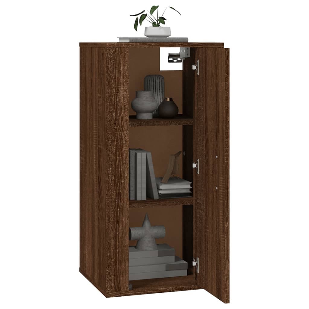 Brown Oak Wall-Mounted TV Cabinet for Media Storage