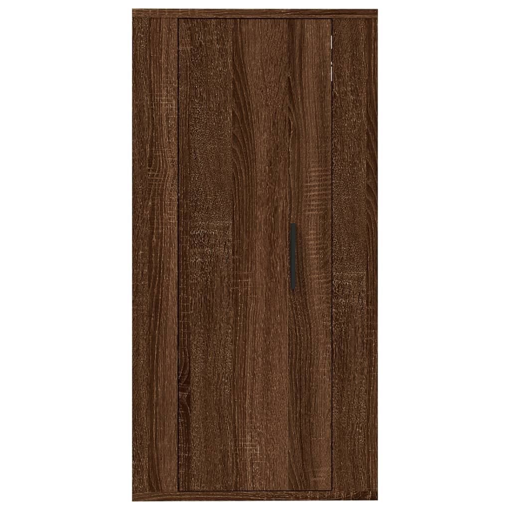 Brown Oak Wall-Mounted TV Cabinet for Media Storage