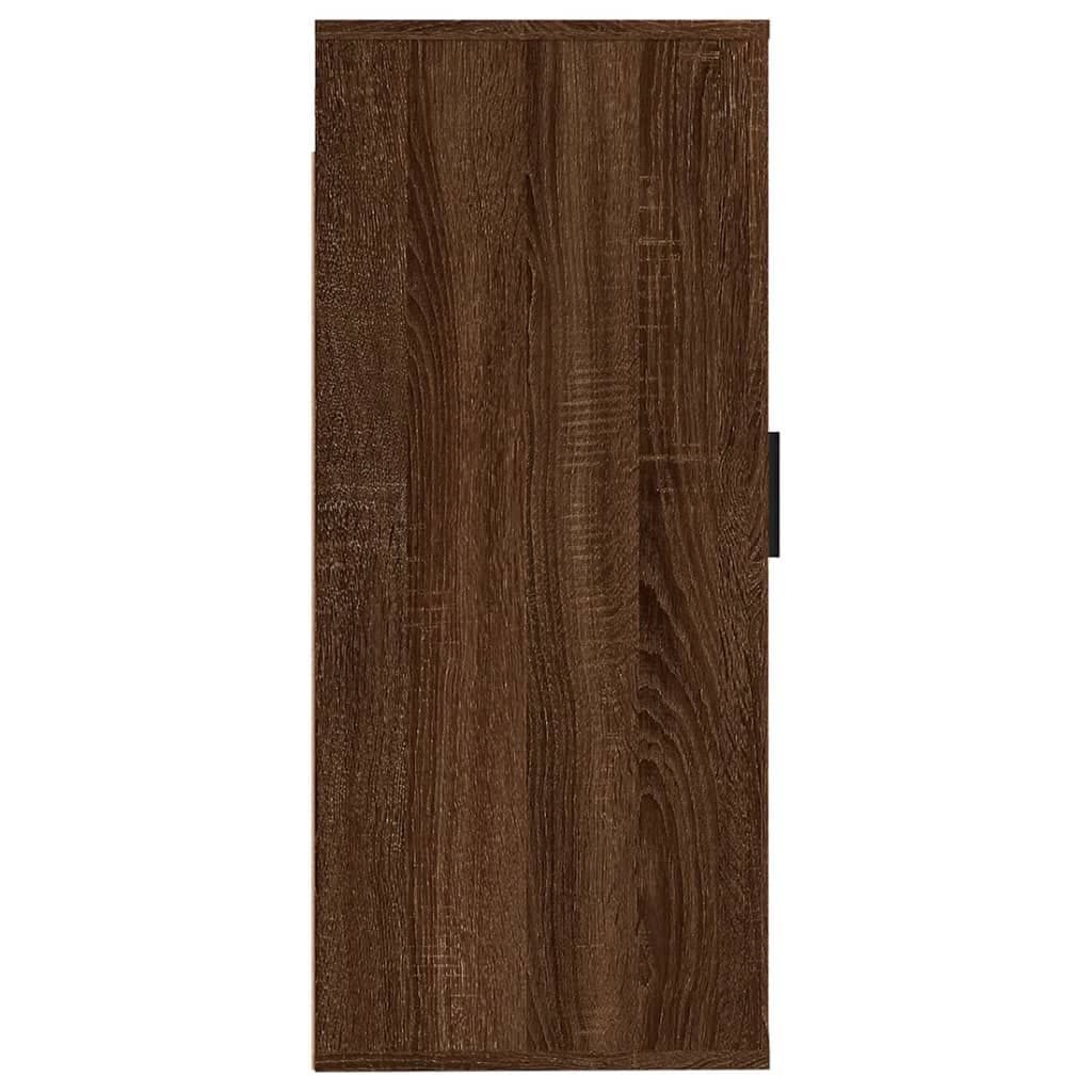 Brown Oak Wall-Mounted TV Cabinet for Media Storage