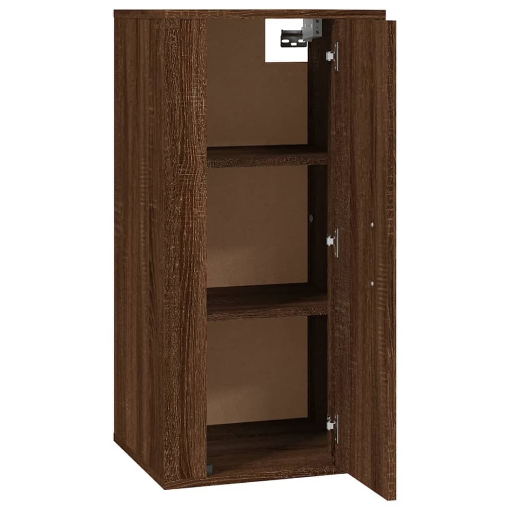 Brown Oak Wall-Mounted TV Cabinet for Media Storage