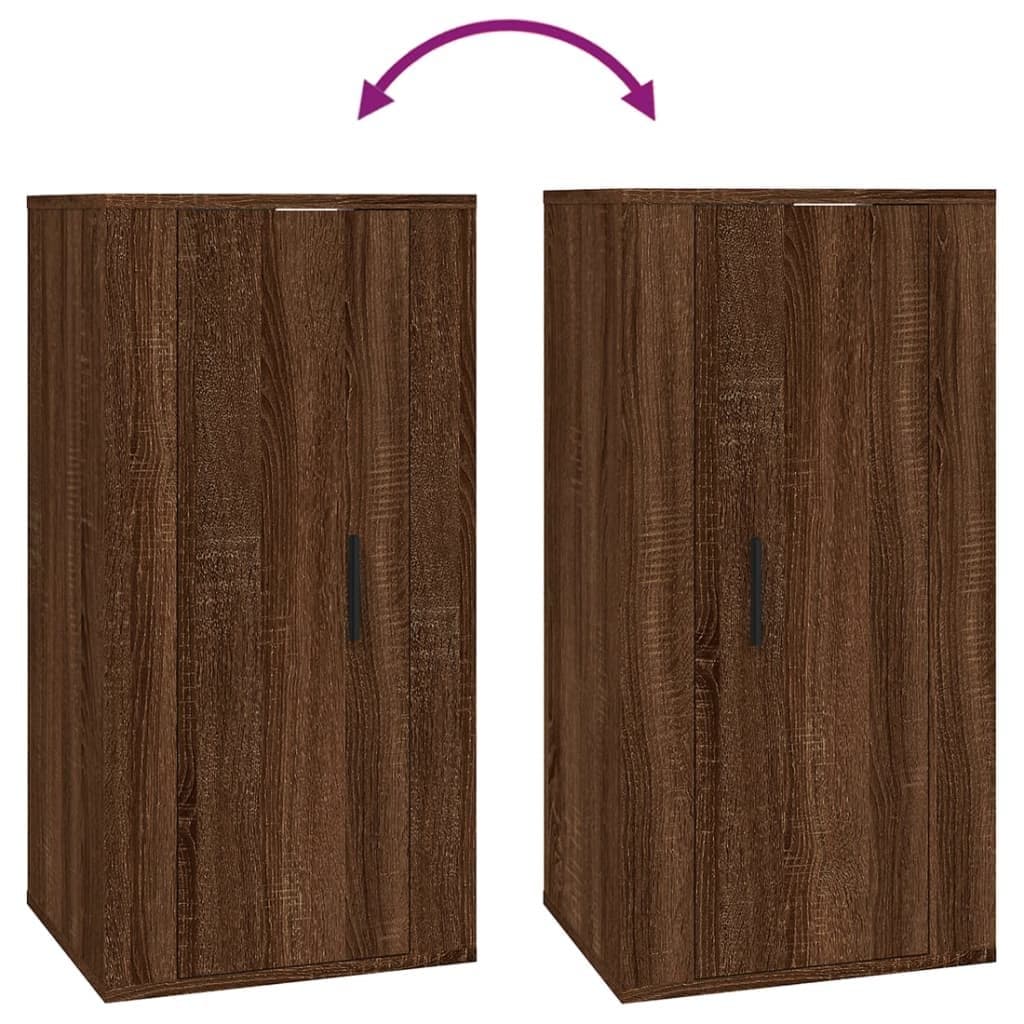 Brown Oak Wall-Mounted TV Cabinet for Media Storage