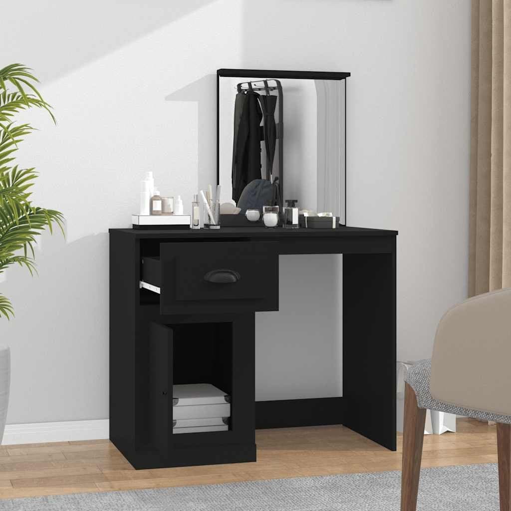 Black Dressing Table with Utility Mirror